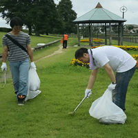 越谷市花火大会翌日のゴミ拾い活動への参加